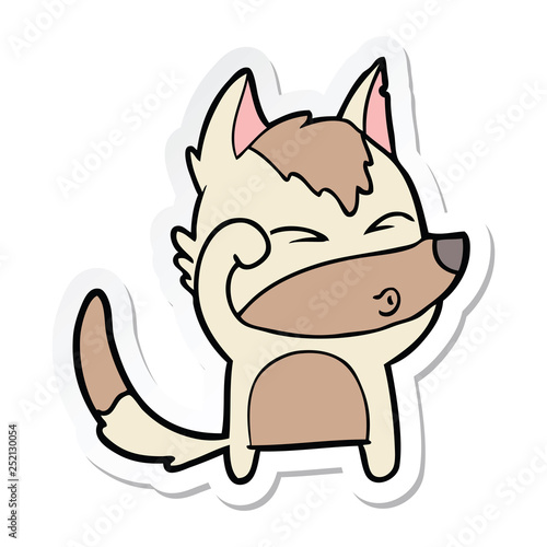 sticker of a cartoon wolf pouting