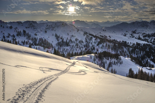 Austria, Salzburg State, Kleinarl, Penkkogel, icy road photo