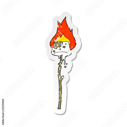 retro distressed sticker of a cartoon marshmallow