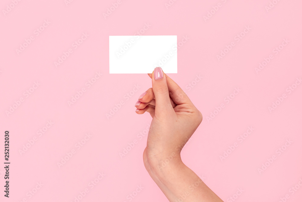 Crop hand with empty business card Crop hand with empty business card