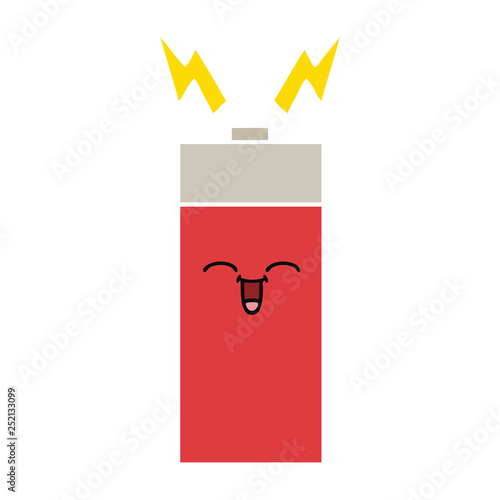 flat color retro cartoon battery