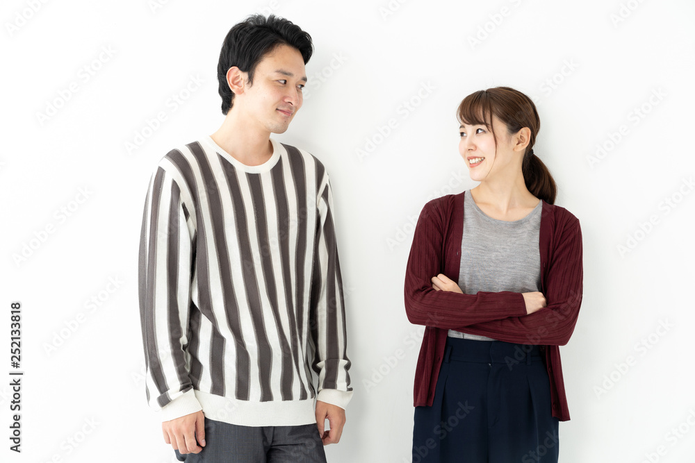 portrait of young asian couple talking portrait of young asian couple talking