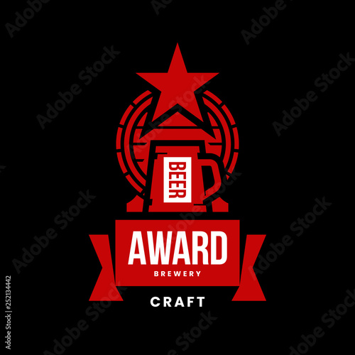 Modern craft beer drink vector logo sign for bar, pub, store, brewhouse or brewery isolated on black background. Premium quality barrel logotype illustration. Brewing fest fashion t-shirt badge design