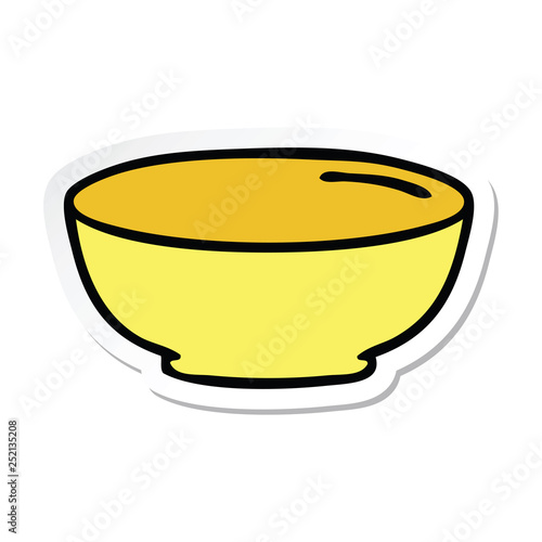 sticker of a quirky hand drawn cartoon bowl