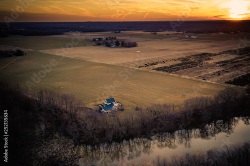 Aerial of Plainsboro Sunset 