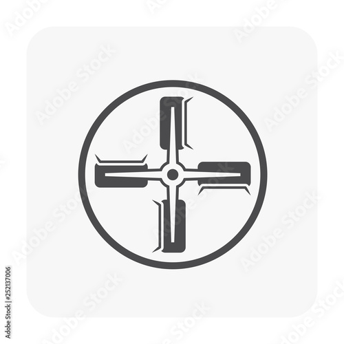 Concrete floor hard construction icon and tool