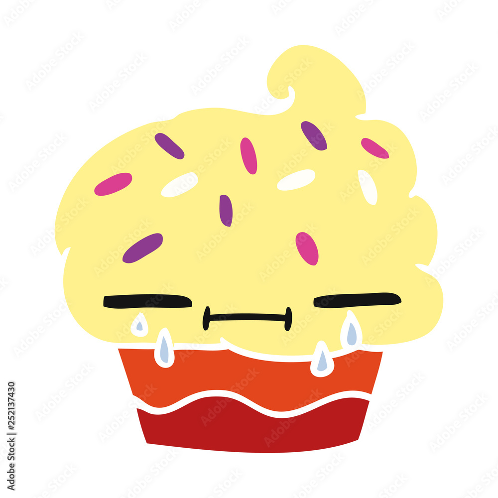 cartoon of a crying cupcake cartoon of a crying cupcake