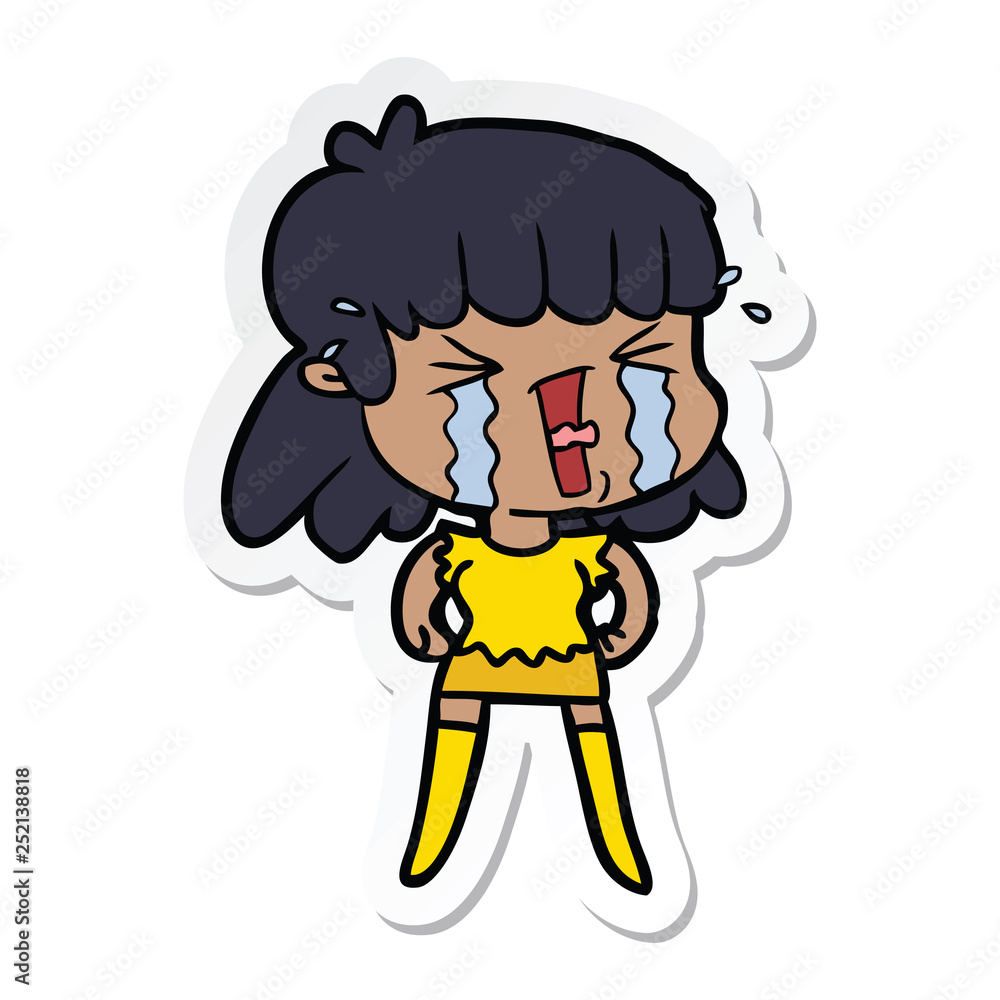 sticker of a cartoon woman crying sticker of a cartoon woman crying