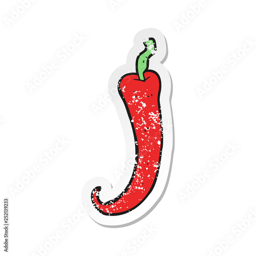 retro distressed sticker of a cartoon chilli pepper