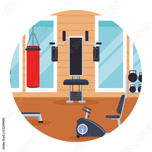 gym landscape round icon