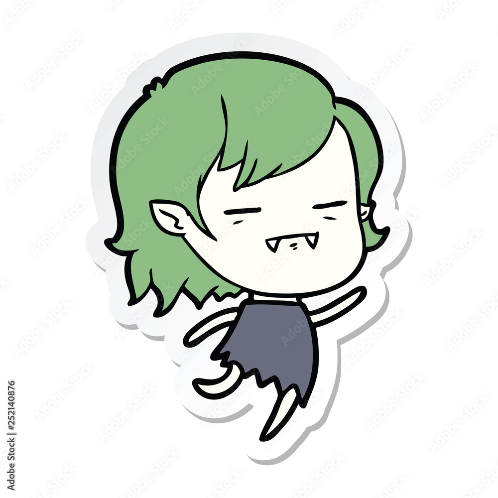 sticker of a cartoon undead vampire girl sticker of a cartoon undead vampire girl