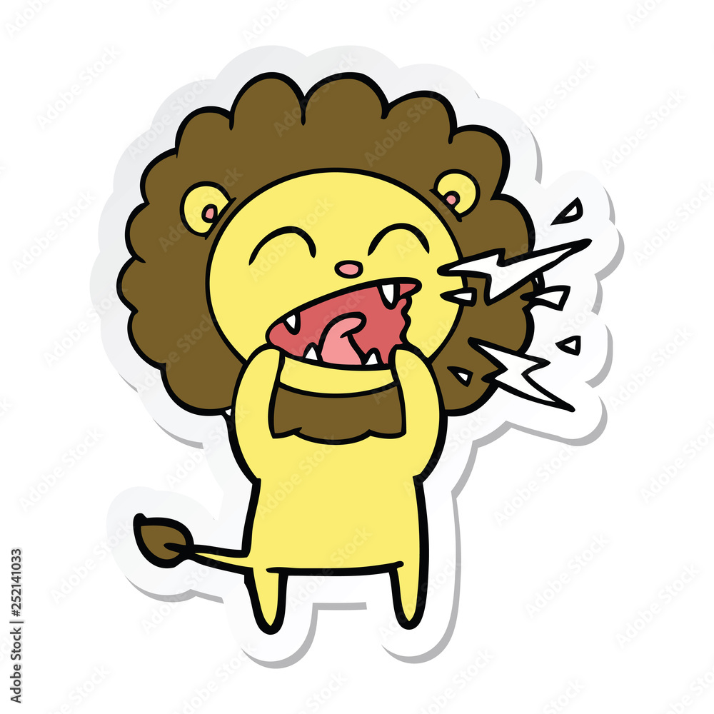 sticker of a cartoon roaring lion sticker of a cartoon roaring lion