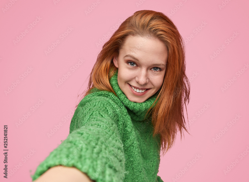Lovely female taking selfie Lovely female taking selfie