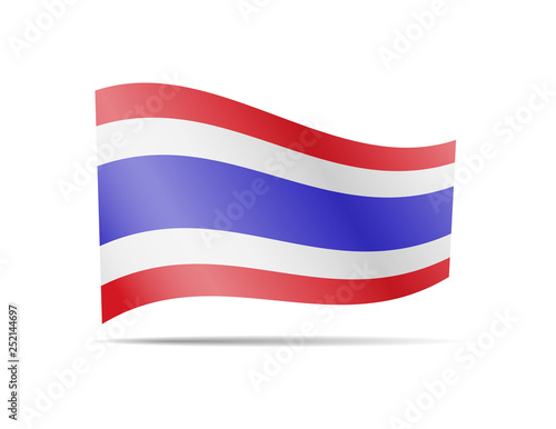 Waving Thailand flag in the wind. Flag on white background vector illustration