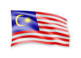 Waving Malaysia flag on white. Flag in the wind vector illustration.