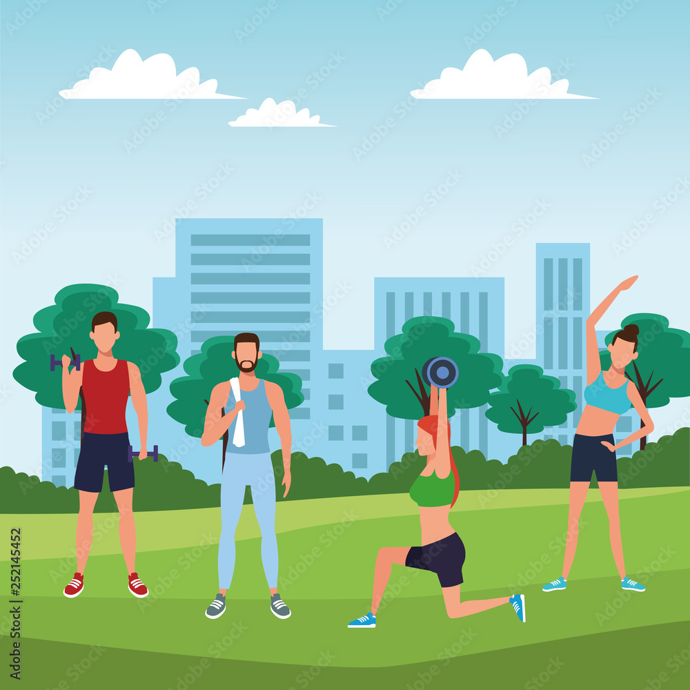 Fototapeta premium group of people working out