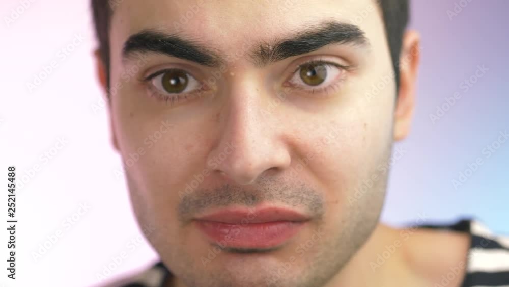 Man denying something by showing it in his non verbal facial reaction, Man denying something by showing it in his non verbal facial reaction,