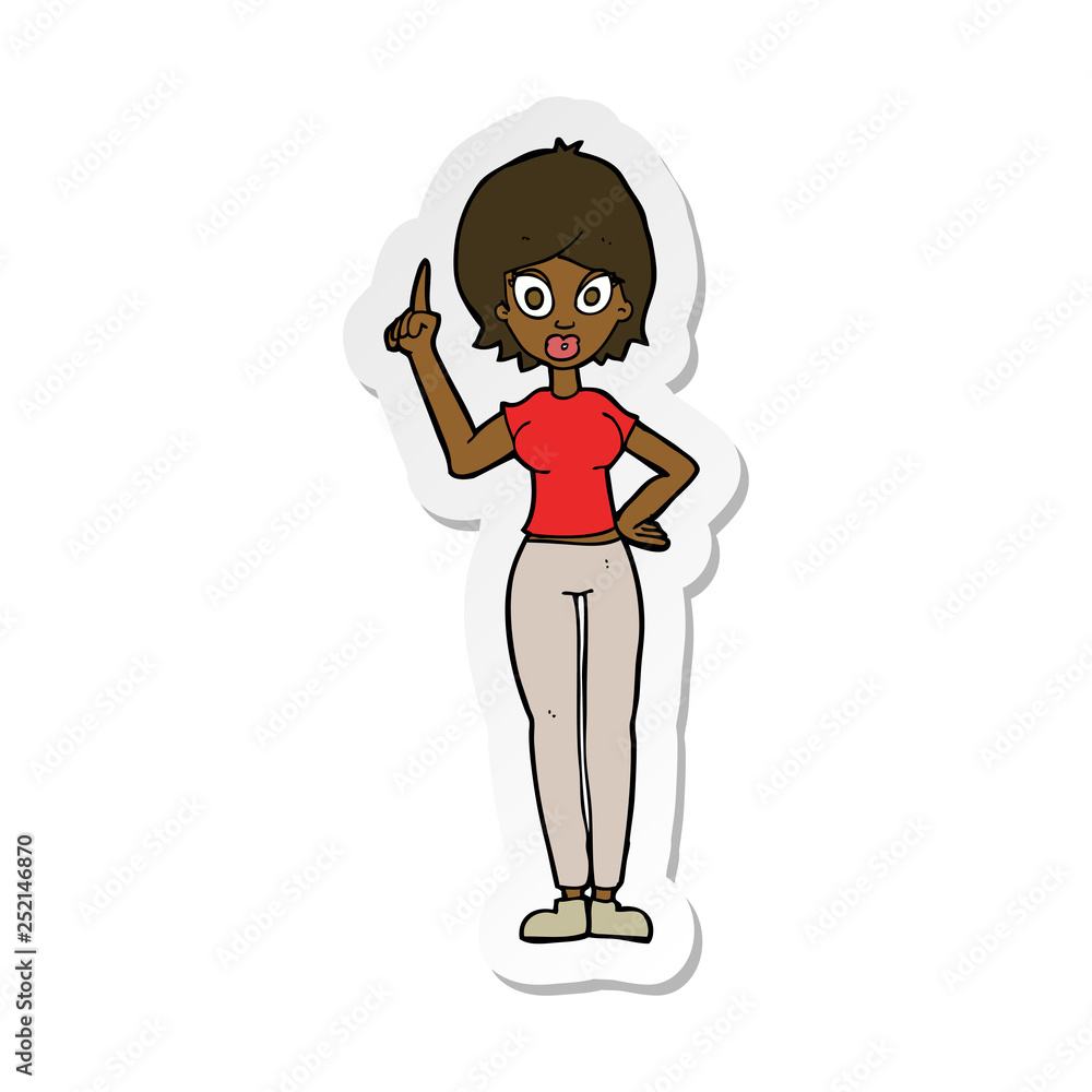sticker of a cartoon woman explaining her point sticker of a cartoon woman explaining her point