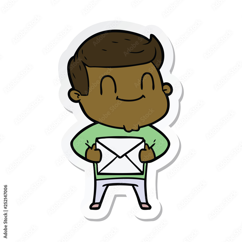 sticker of a cartoon friendly man