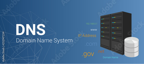 Domain Name Server ( DNS ). Server with database server illustration