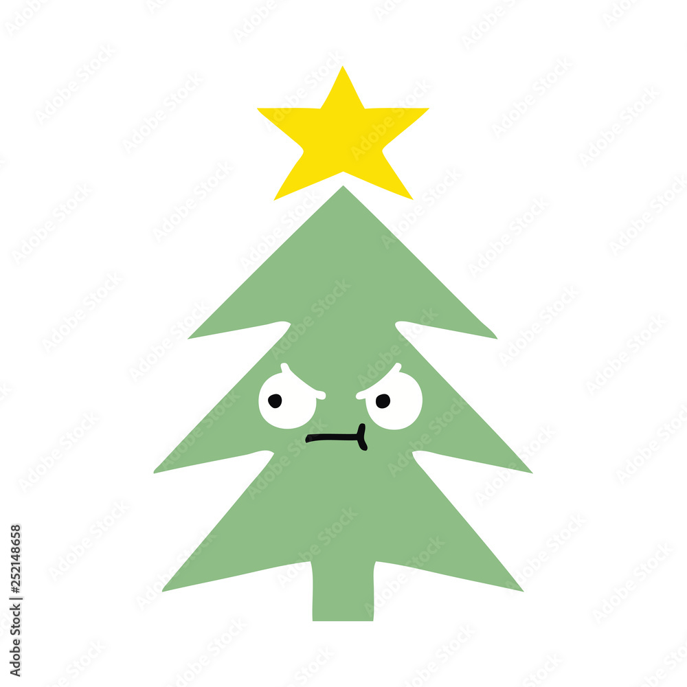 Fototapeta premium flat color retro cartoon christmas tree