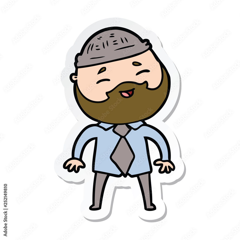 sticker of a cartoon happy bearded man sticker of a cartoon happy bearded man