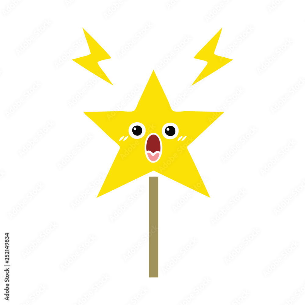 flat color retro cartoon magic wand flat color retro cartoon magic wand