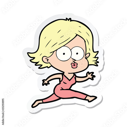 sticker of a cartoon girl pouting