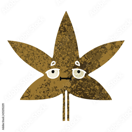 retro illustration style cartoon autumnal leaf
