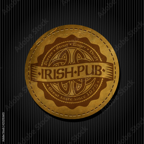 Craft beer brewery logo on round label background