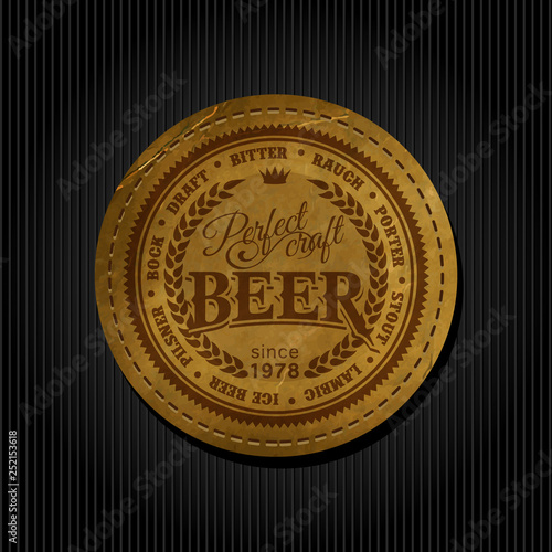Craft beer brewery logo on round label background