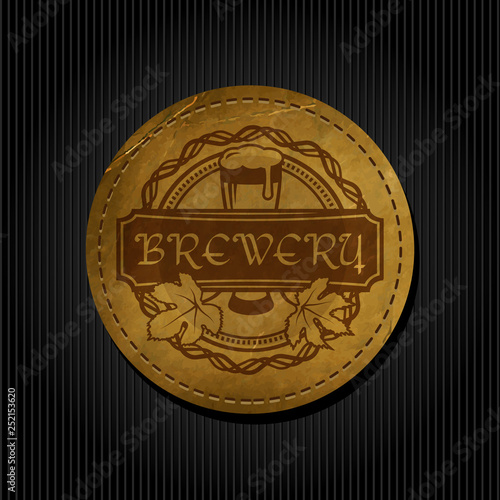 Craft beer brewery logo on round label background
