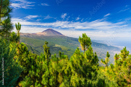 Incredible view of the Teide volcano from the viewpoint Mirador de Chipeque, which is located on the road number 24. Tenerife. Canary Islands..Spain photo