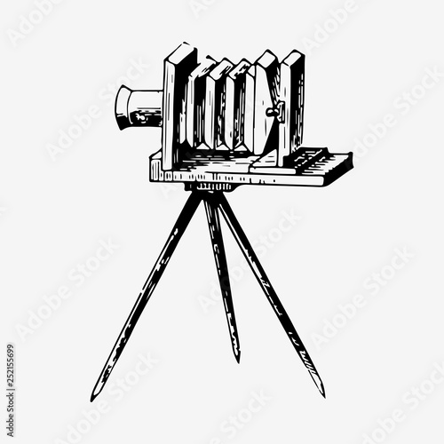 Vintage film slide camera illustration