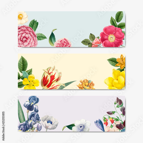 Blank floral banner copy space