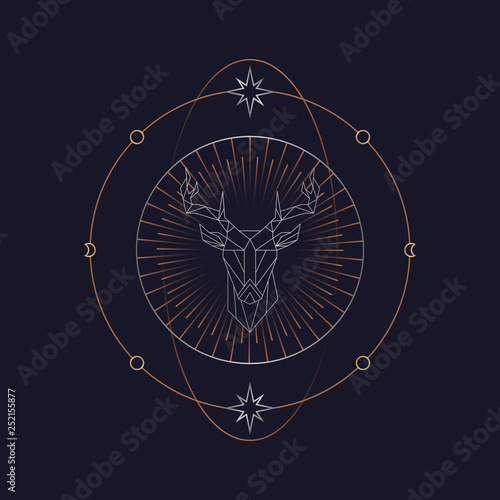 Geometric moose astrological tarot card
