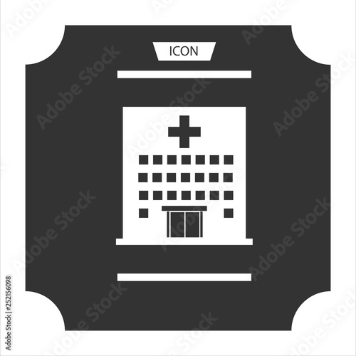 Hospital icon cross building isolated on white background.