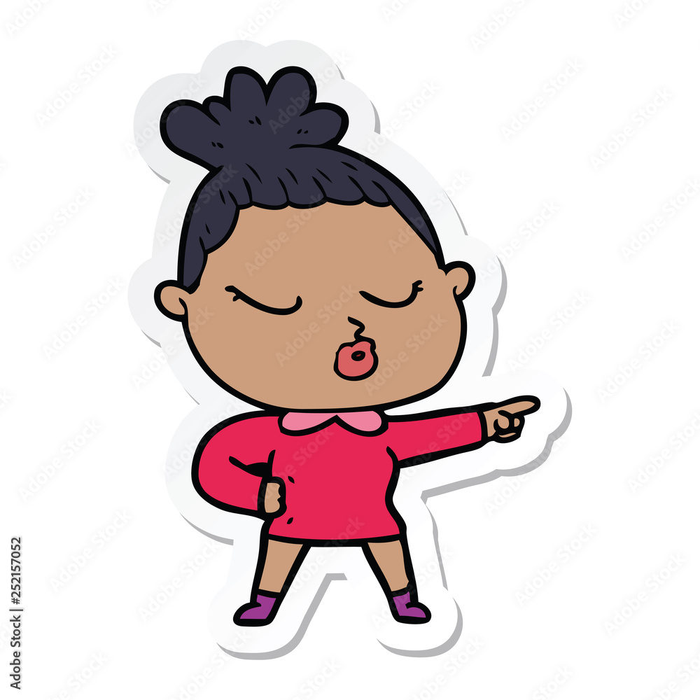 sticker of a cartoon calm woman