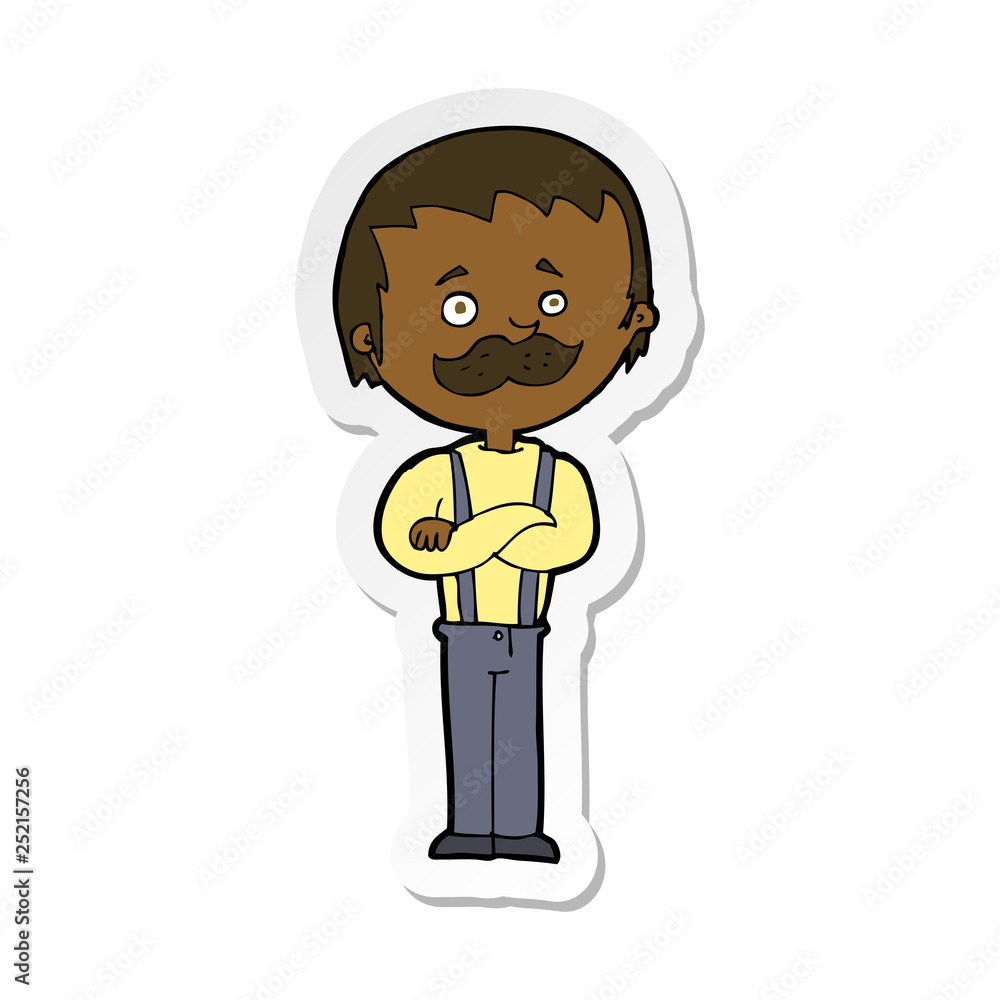 sticker of a cartoon man with mustache sticker of a cartoon man with mustache