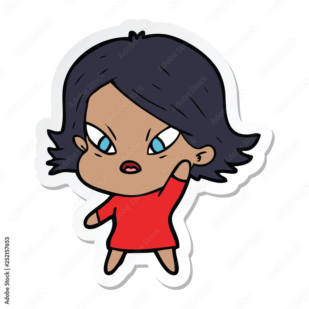 sticker of a cartoon stressed woman
