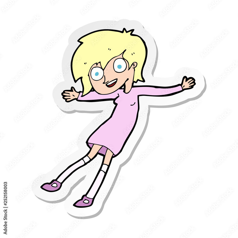 sticker of a cartoon crazy excited girl sticker of a cartoon crazy excited girl