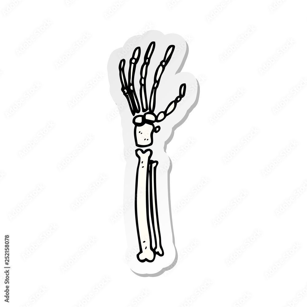 sticker of a cartoon skeleton hand sticker of a cartoon skeleton hand
