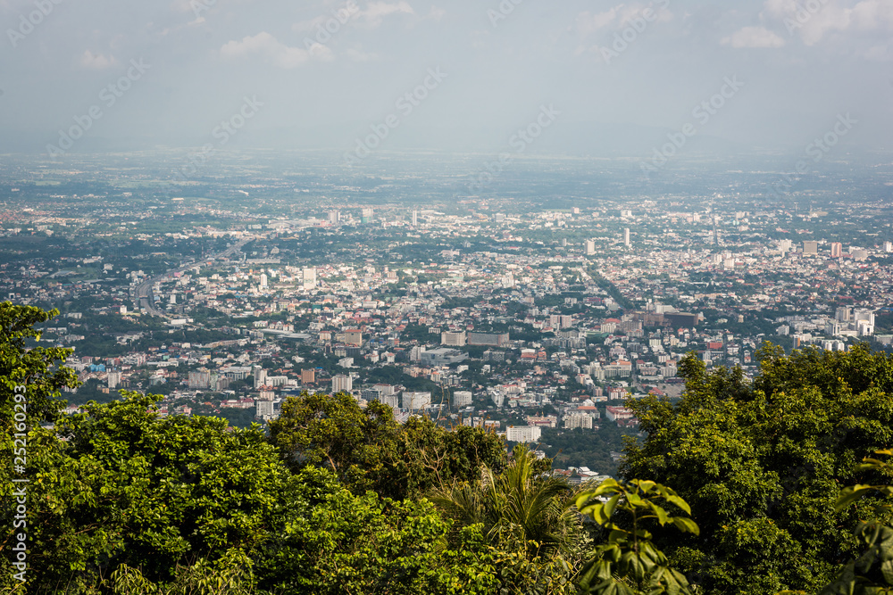 Top view of Chiangmai city, Thailand. Cityscape.