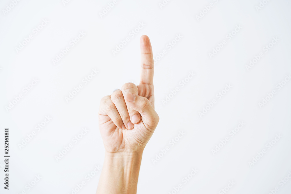 Number one index finger on white background. Number one index finger on white background.