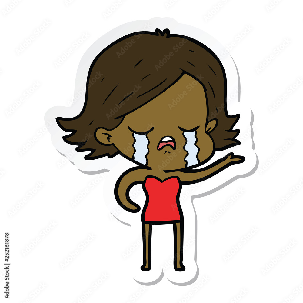 sticker of a cartoon girl crying sticker of a cartoon girl crying