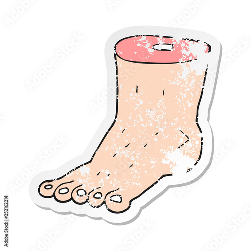 retro distressed sticker of a cartoon foot