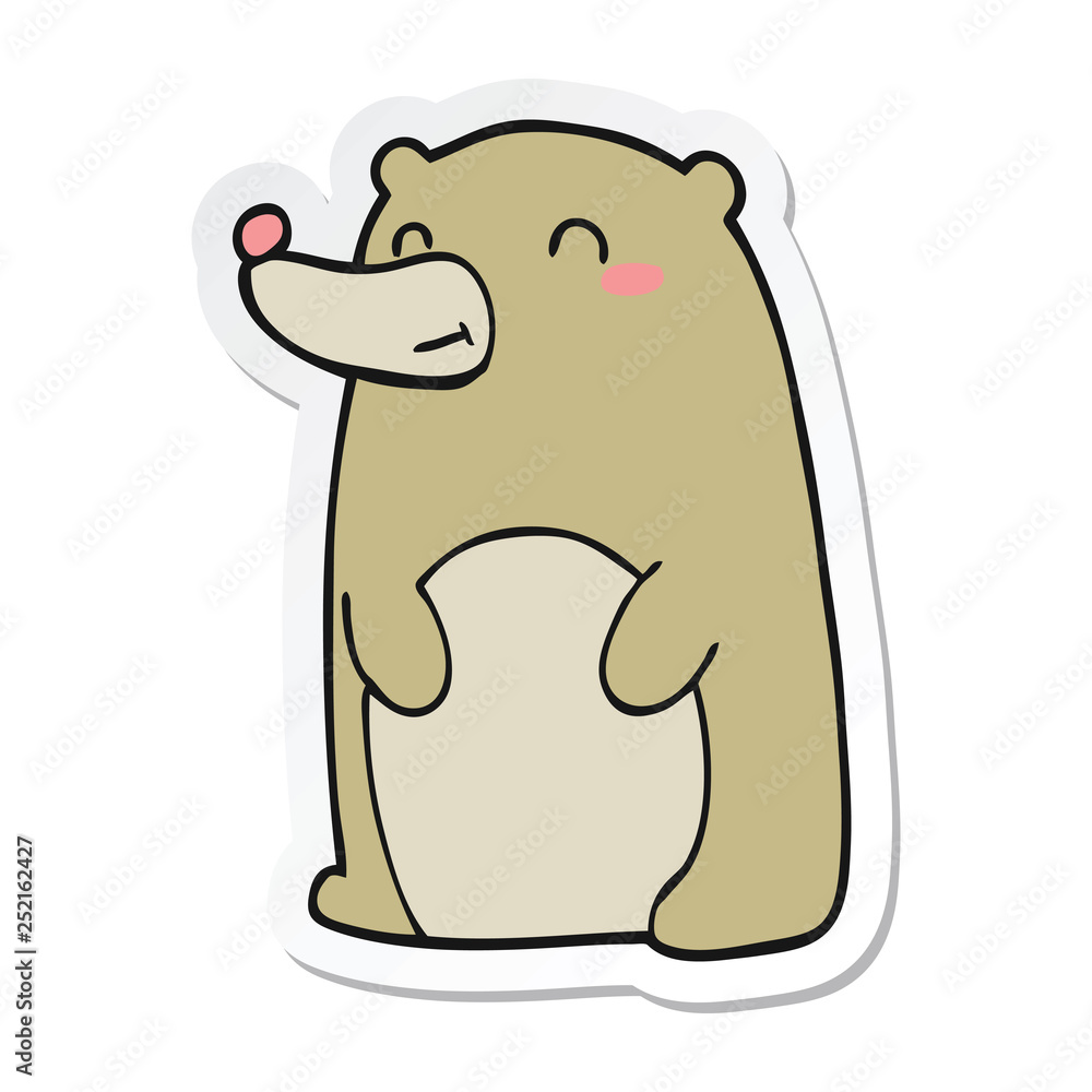 sticker of a cute cartoon bear sticker of a cute cartoon bear