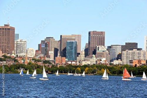Photography city sailing boats in river