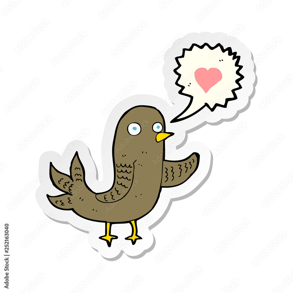 sticker of a cartoon bird singing sticker of a cartoon bird singing