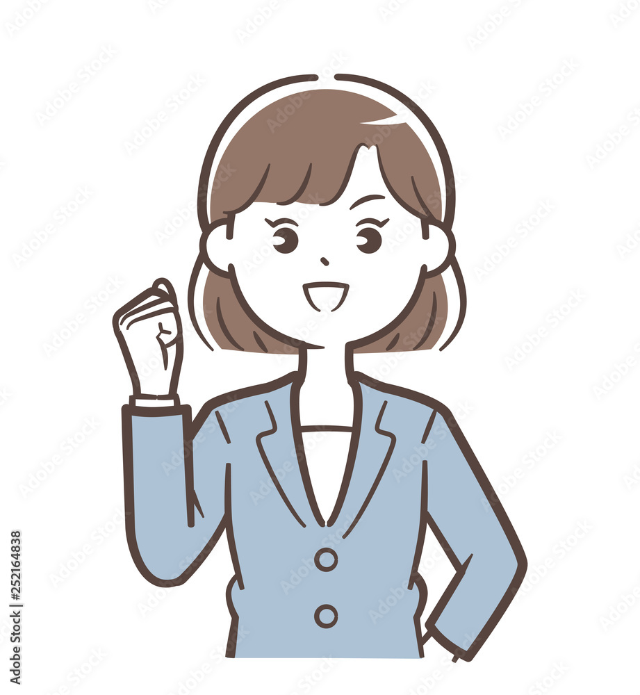 スーツ女性 ガッツポーズ スーツ女性 ガッツポーズ